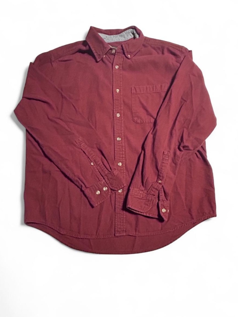 Men's Eddie Bauer Button-Down Long Sleeve Flannel Shirt - Burgundy
